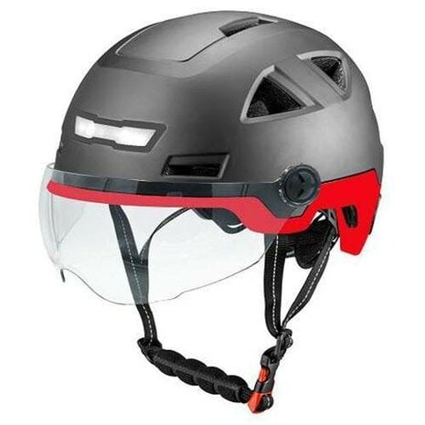 HELM VITO E-LIGHT MET VIZIER GLANS ZWART + ROOD (SPEED PEDELEC)